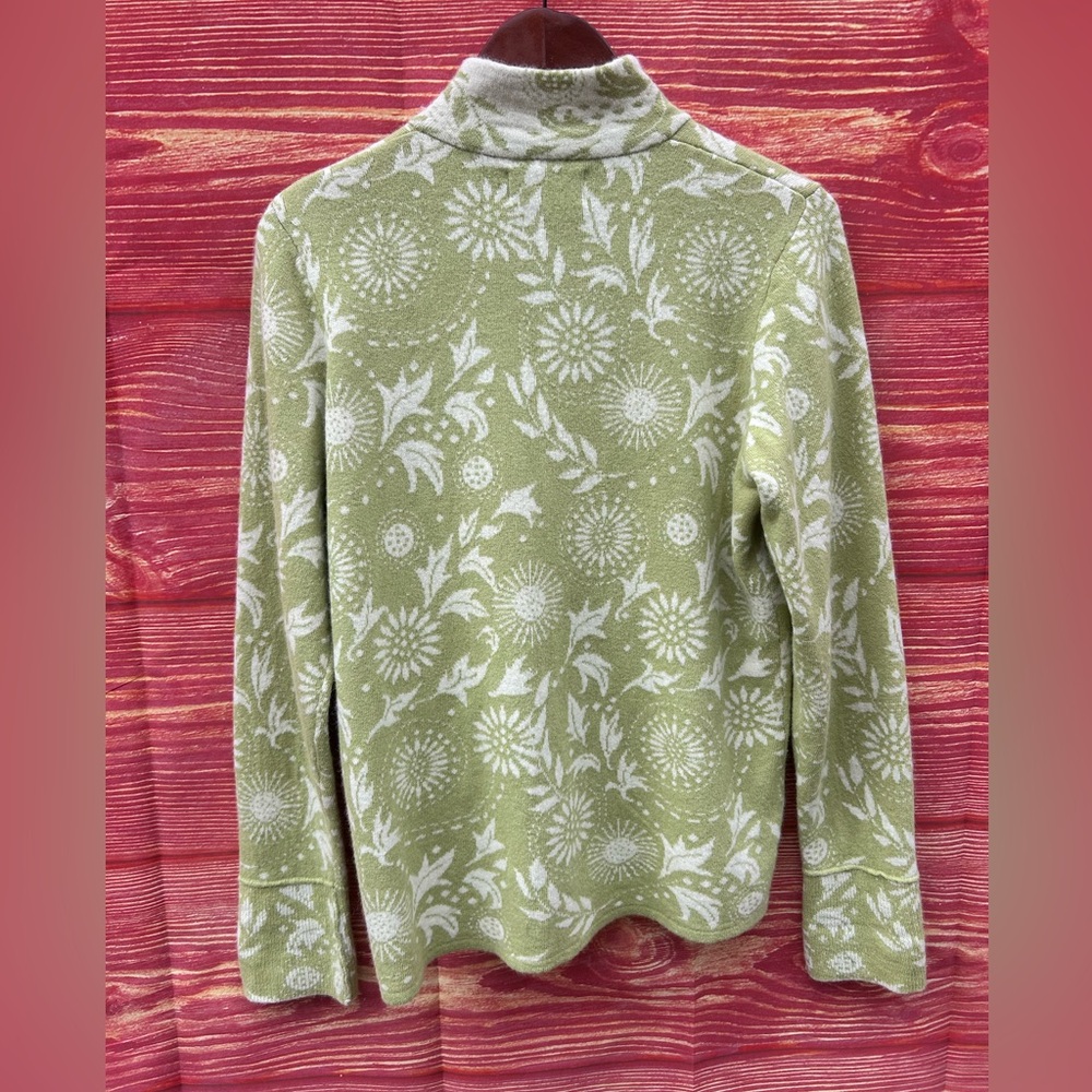 VTG Icelandic Design size M green floral angora blend button cardigan sweeter - Picture 4 of 5